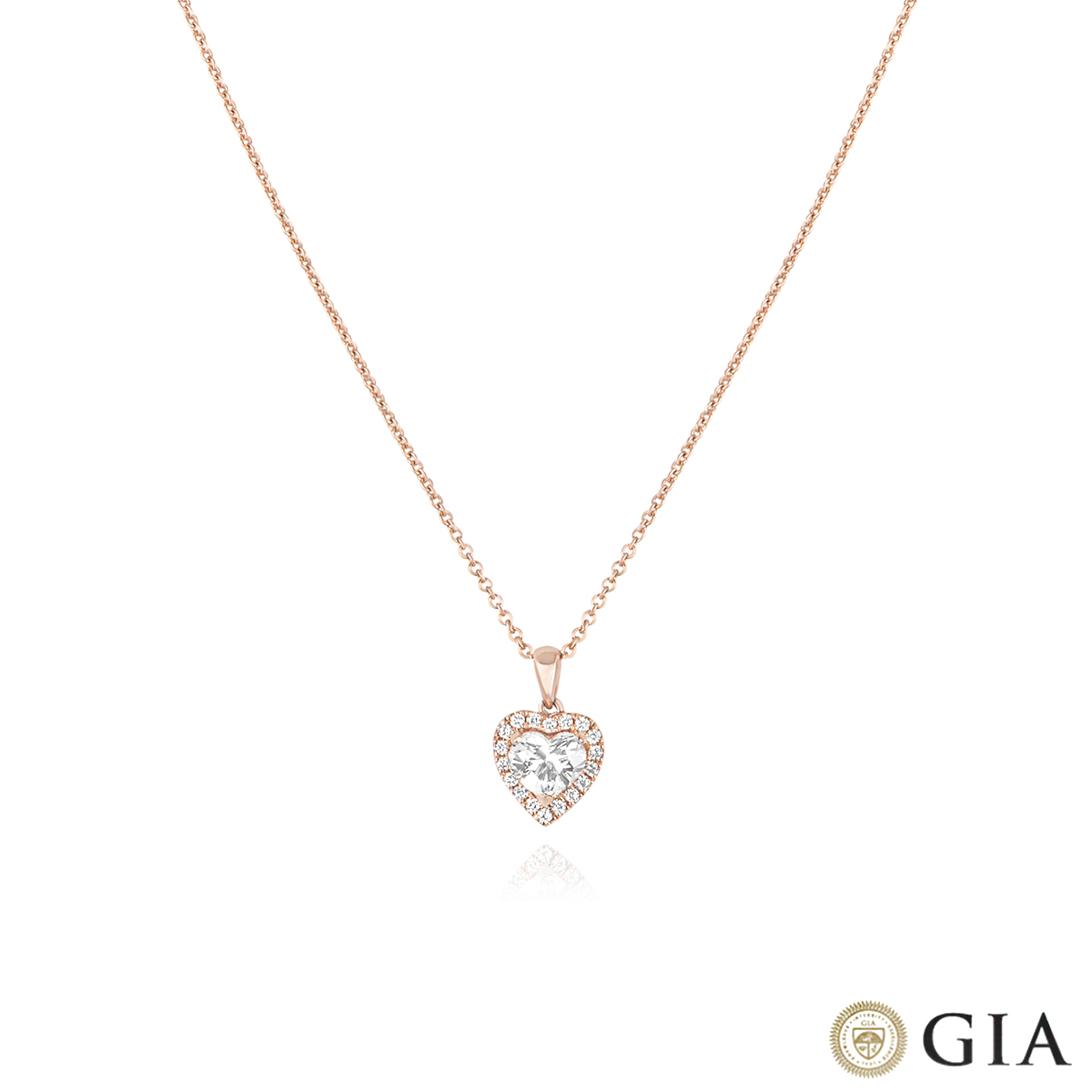 Rose Gold Heart Shaped Diamond Pendant 0.91ct G/SI1